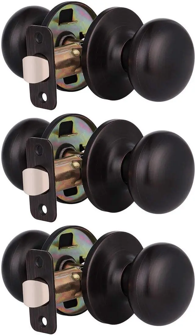 Main image of KNOBWELL 3 Pack Passage Door Knob Set, Closet and Hallway Door Knobs in Classic Style with Concealed Screws, Oil Rubbed Bronze