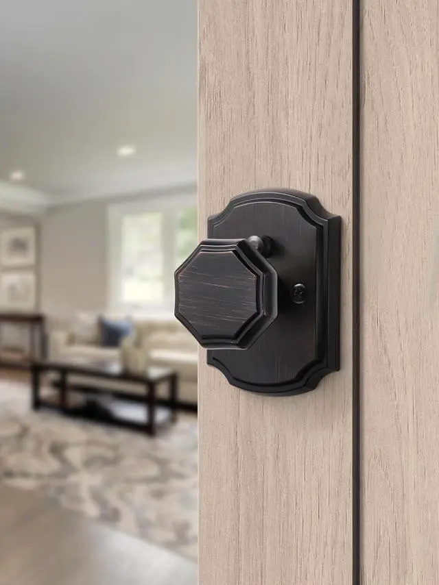 Alt view image 2 of 7 - Oil Rubbed Bronze Privacy Door Knobs, Vintage Interior Door Knob Bedroom Bathroom DoorKnobs, Zinc Alloy Door Knob, 1 Pack