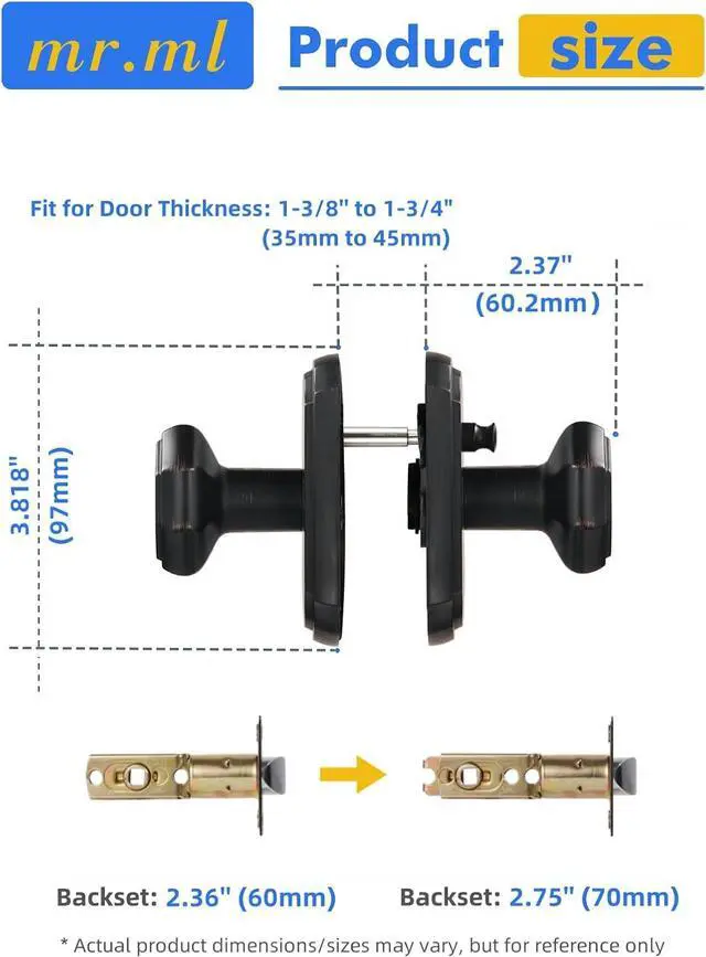 Alt view image 6 of 7 - Oil Rubbed Bronze Privacy Door Knobs, Vintage Interior Door Knob Bedroom Bathroom DoorKnobs, Zinc Alloy Door Knob, 1 Pack