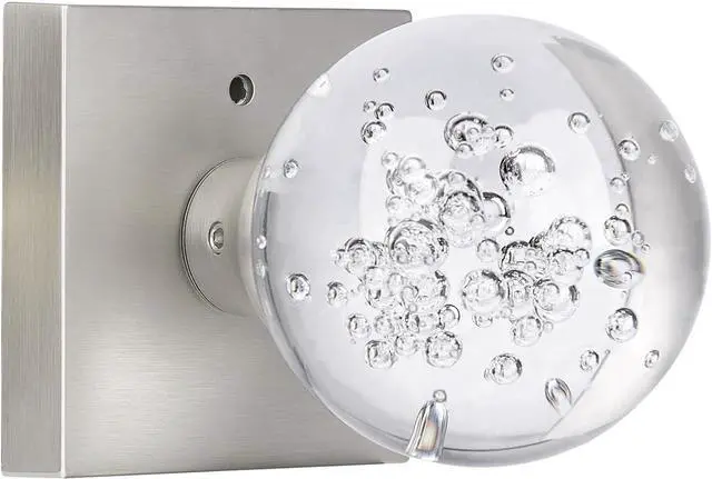 Main image of Glass Door Knobs Interior with Lock, Crystal Door Knobs Round Privacy Clear Bubble for Bed Bath Brushed Nickel