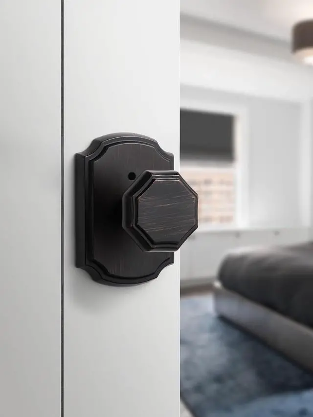 Alt view image 3 of 7 - Oil Rubbed Bronze Privacy Door Knobs, Vintage Interior Door Knob Bedroom Bathroom DoorKnobs, Zinc Alloy Door Knob, 1 Pack