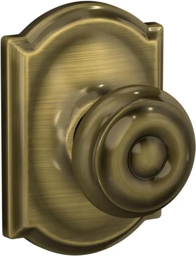 Alt view image 2 of 7 - SCHLAGE F10 GEO 609 CAM Camelot Collection Georgian Passage Knob, Antique Brass
