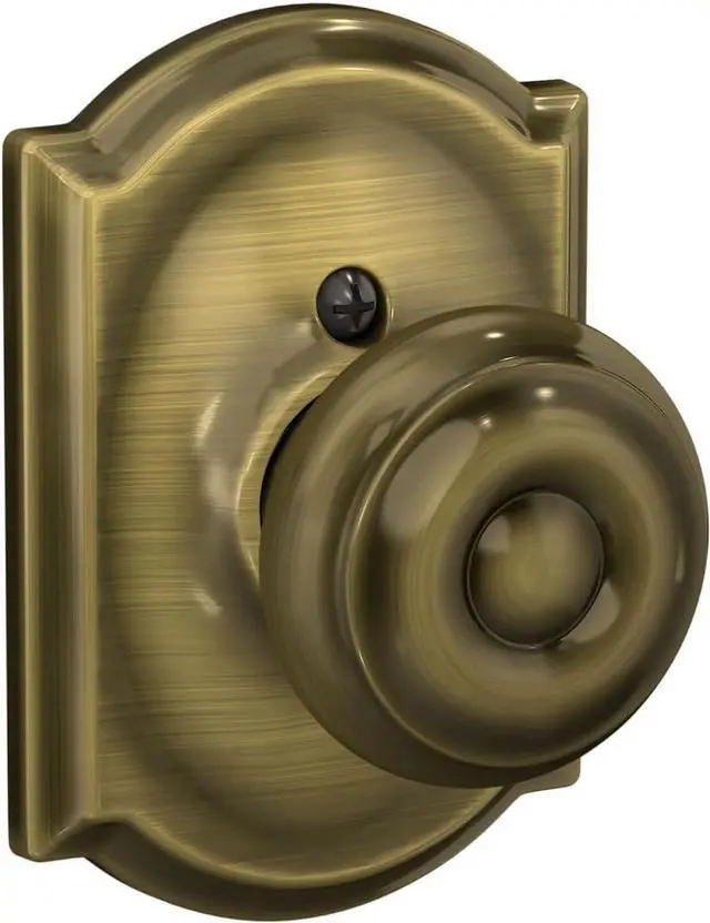 Alt view image 3 of 7 - SCHLAGE F10 GEO 609 CAM Camelot Collection Georgian Passage Knob, Antique Brass