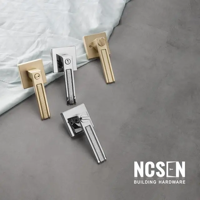Alt view image 5 of 6 - Bright Chrome Door Handles, Privacy Door Knobs Interior, Heavy Duty Door Levers Rectangle Slot for Bath & Bed
