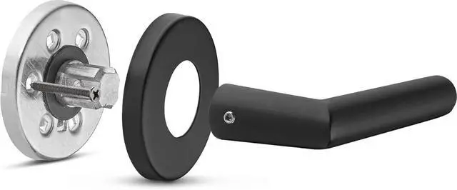 Alt view image 3 of 6 - Berlin Modisch Privacy Lever Door Handle Sleek Round Easy to Open Locking Lever Set [for Bedroom or Bathroom] Reversible for Right & Left Sided Doors Heavy Duty - Iron Black Finish