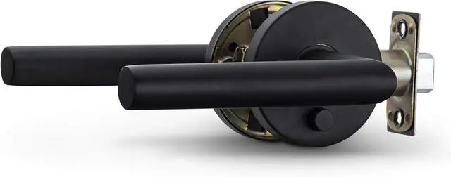 Alt view image 4 of 6 - Berlin Modisch Privacy Lever Door Handle Sleek Round Easy to Open Locking Lever Set [for Bedroom or Bathroom] Reversible for Right & Left Sided Doors Heavy Duty - Iron Black Finish