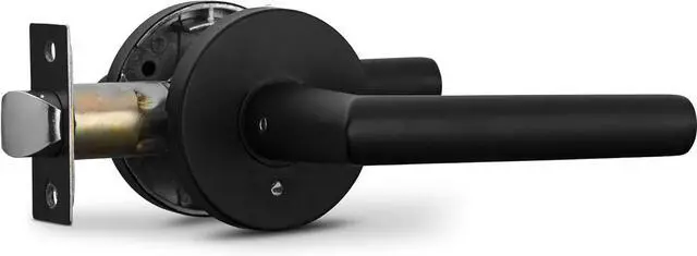 Alt view image 5 of 6 - Berlin Modisch Privacy Lever Door Handle Sleek Round Easy to Open Locking Lever Set [for Bedroom or Bathroom] Reversible for Right & Left Sided Doors Heavy Duty - Iron Black Finish