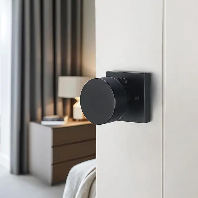 Alt view image 2 of 6 - Matte-Black Privacy Door Knobs - Modern Handles for Hallway Bedroom and Bathroom