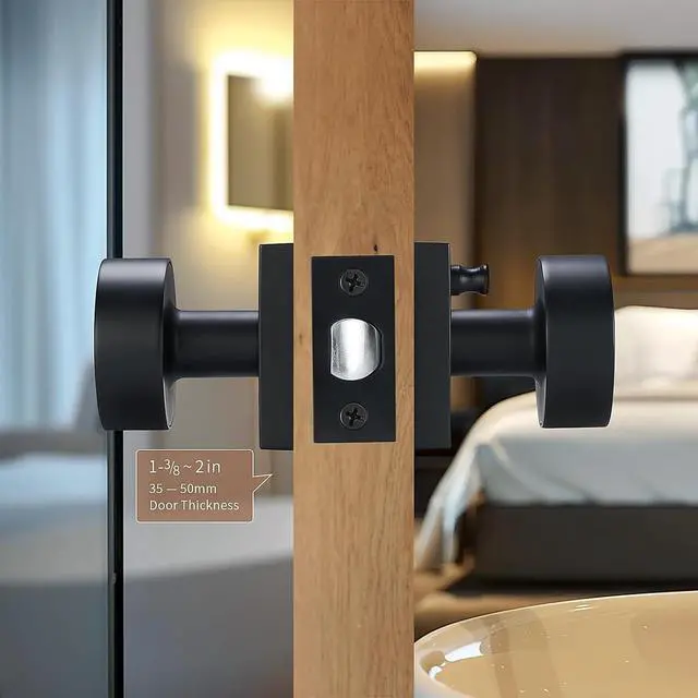 Alt view image 4 of 6 - Matte-Black Privacy Door Knobs - Modern Handles for Hallway Bedroom and Bathroom