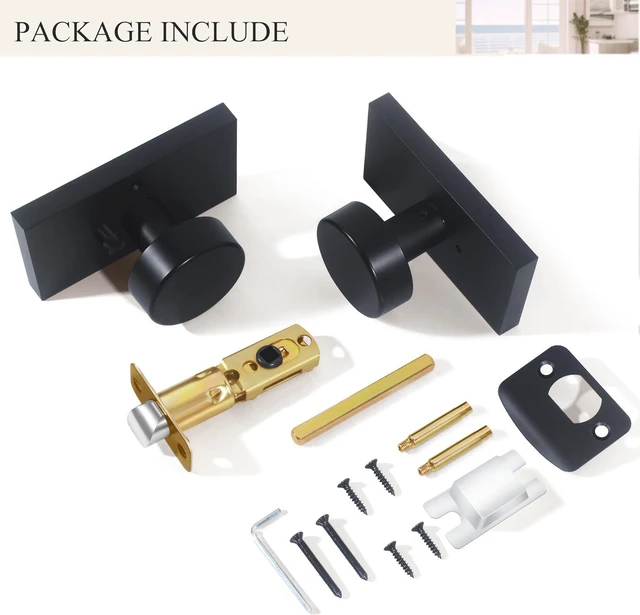 Alt view image 7 of 7 - Matte Black Privacy Door Knobs with Lock, Interior