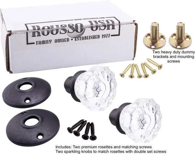 Main image of Rousso's Reproductions Crystal Antique Replica Surface Mount Dummy French Door Knob Set for One Side of Two Doors or Both Sides of One Door and Decorating Ideas with Faux Knobs (Oil Rubbed Bronze)
