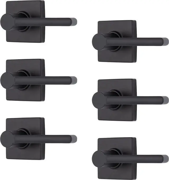 Main image of BRINKS  6-Pack Matte Black Contemporary Indoor Passage Straight Door Lever  Hall/Closet 6 Pack Matte Black Exterior Straight Door Handle