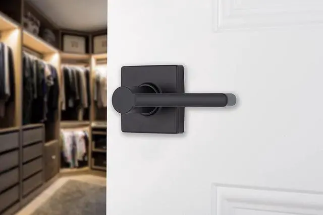 Alt view image 2 of 7 - BRINKS  6-Pack Matte Black Contemporary Indoor Passage Straight Door Lever  Hall/Closet 6 Pack Matte Black Exterior Straight Door Handle