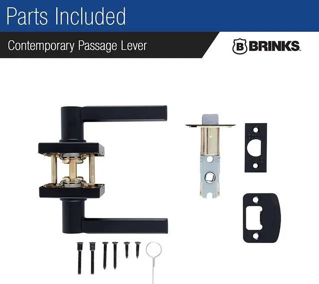 Alt view image 7 of 7 - BRINKS  6-Pack Matte Black Contemporary Indoor Passage Straight Door Lever  Hall/Closet 6 Pack Matte Black Exterior Straight Door Handle