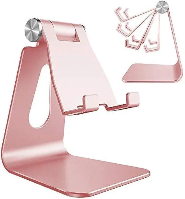 Main image of CreaDream Adjustable Cell Phone Stand, Phone Stand, Cradle, Dock, Holder, Aluminum Desktop Stand Compatible with Phone 16 15 14 13 12 11 Pro Max Plus SE, Accessories Desk, All Mobile Phones-Rose Gold