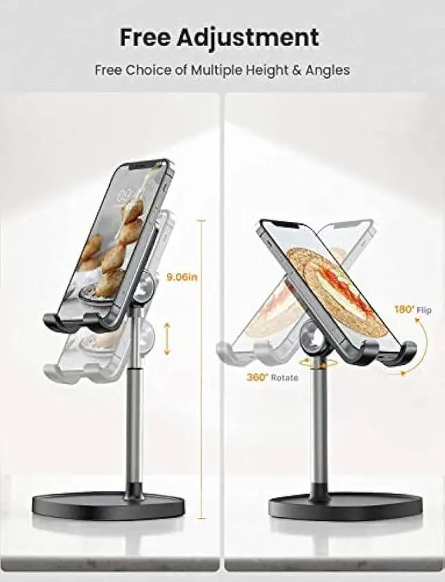 Alt view image 4 of 5 - LISEN Cell Phone Stand Adjustable for iPhone Phone Holder for Desk, Office Desk Accessories PC Gaming Gifts for Her Kitchen Gadgets Clearance Essentials Fit Otterbox Case Switch iPad Air Tablet 4-10in