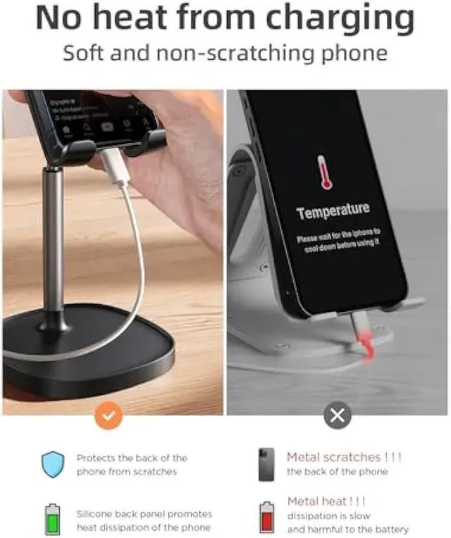 Alt view image 5 of 5 - LISEN Cell Phone Stand Adjustable for iPhone Phone Holder for Desk, Office Desk Accessories PC Gaming Gifts for Her Kitchen Gadgets Clearance Essentials Fit Otterbox Case Switch iPad Air Tablet 4-10in