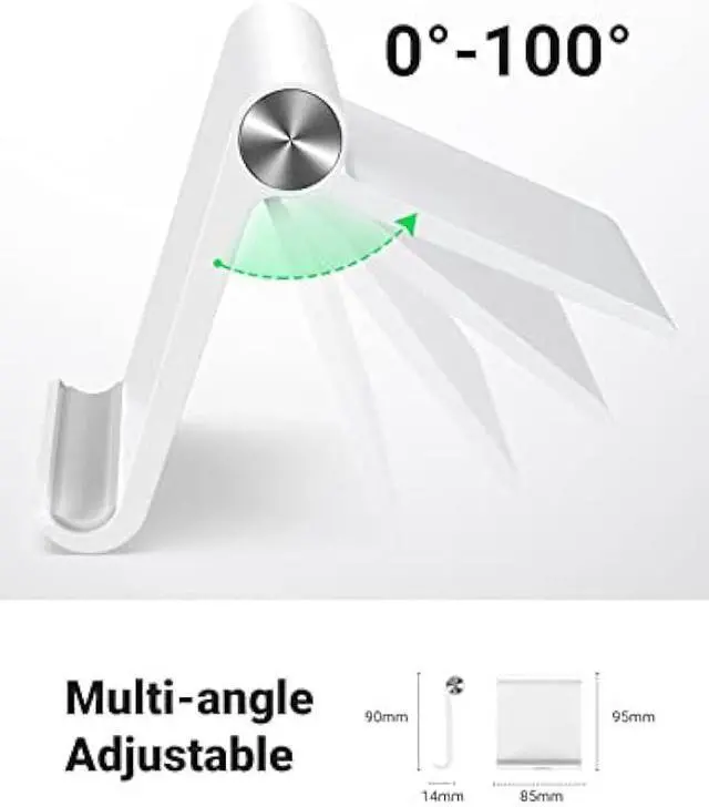 Alt view image 3 of 5 - UGREEN Cell Phone Stand for Desk Phone Holder Foldable Portable Adjustable Compatible with iPhone 17 Air 16 15 14 13 Pro Max, iPhone 12 11 Plus SE XS XR 8 7, Office Desk Travel Accessories, White