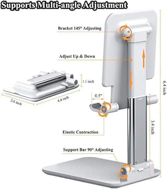 Alt view image 3 of 5 - 2 Pcs Cell Phone Stand, Adjustable Angle Height Phone Stand for Desk, Fully Foldable/Portable Phone Holder, Compatible for iPhone 16/15/14/13/12/Smartphones