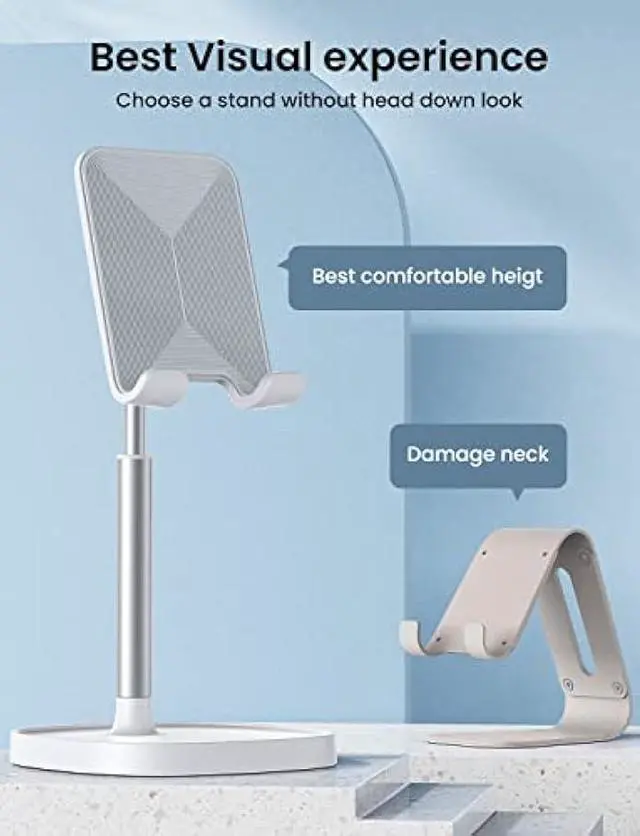 Alt view image 2 of 5 - LISEN Cell Phone Stand Adjustable Phone Holer for Desk, Computer Office Desk Accessories for iPhone 16 Holder Women Kitchen Essentials Fits All Mobile Phones Switch Kindle iPads Tablet 4-10in