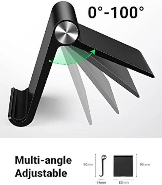 Alt view image 3 of 5 - UGREEN Cell Phone Stand Holder for Desk Adjustable Compatible with iPhone 13 12 Pro Max 11 SE XS XR 8 Plus 6 7 Galaxy Note20 S20 S10 S9 S8 Foldable Black