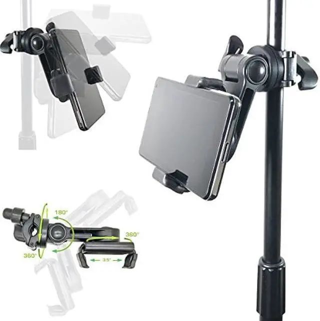 Alt view image 2 of 6 - AccessoryBasics Music Boom Mic Microphone Stand Smartphone Mount w/360° Swivel Adjust Holder for all smartphones up to 3.75 inches wide (Zoom Video Compatible)
