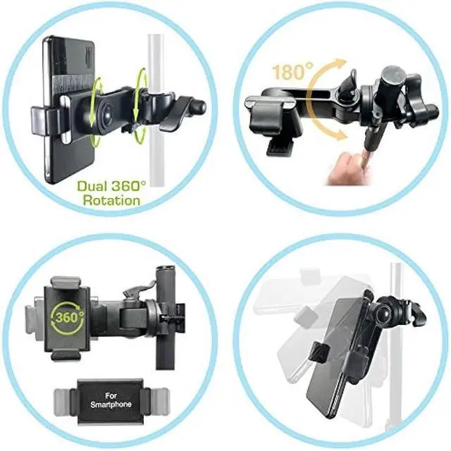 Alt view image 4 of 6 - AccessoryBasics Music Boom Mic Microphone Stand Smartphone Mount w/360° Swivel Adjust Holder for all smartphones up to 3.75 inches wide (Zoom Video Compatible)