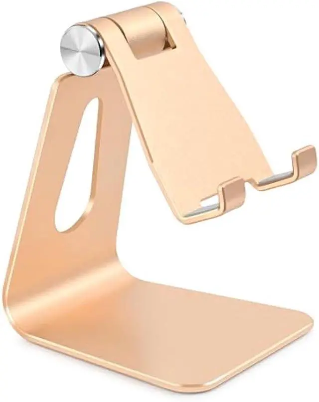 Main image of Adjustable Aluminum Alloy Cell Phone Stand, Tabletop Metal Phone Holder,Desktop Phone Dock,Smartphone Cradle,Gold