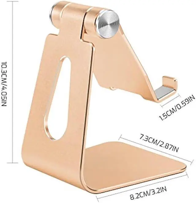 Alt view image 2 of 6 - Adjustable Aluminum Alloy Cell Phone Stand, Tabletop Metal Phone Holder,Desktop Phone Dock,Smartphone Cradle,Gold