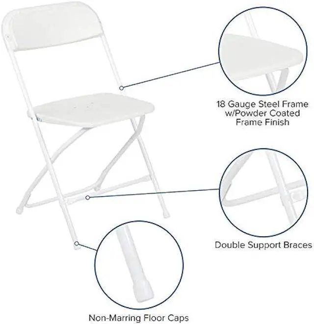 Alt view image 3 of 4 - Flash Furniture Hercules Series Plastic Folding Chairs for Parties and Weddings, Stackable Commercial Event Seats with 650-lb. Static Weight Capacity, Set of 2, White
