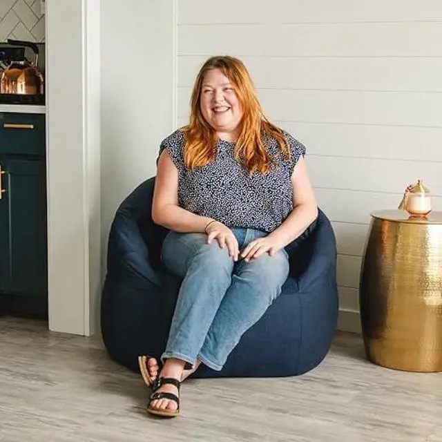 Alt view image 2 of 6 - Big Joe Milano Lenox Denim Cobalt Beanbag Chair