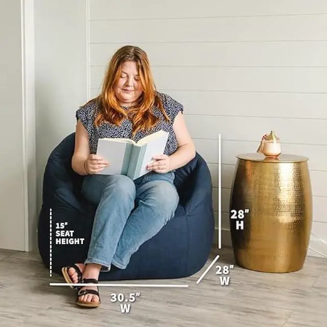 Alt view image 3 of 6 - Big Joe Milano Lenox Denim Cobalt Beanbag Chair