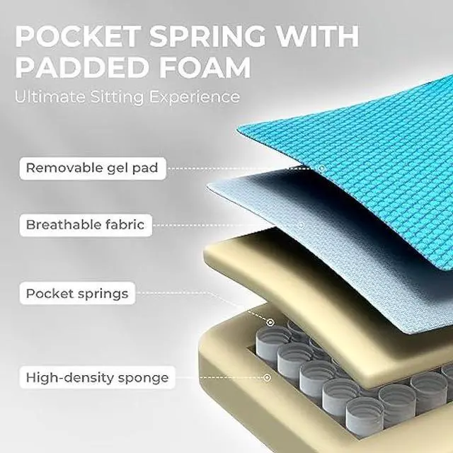 Alt view image 4 of 5 - Dowinx Gaming Chair Breathable Fabric Game Chair with Gel Pad and Storage Bag, Comfortable Gamer Chair with Pocket Spring Cushion, Ergonomic Computer Chair with Footrest, Blue