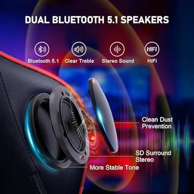 Alt view image 3 of 4 - GTRACING Gaming Chair with Footrest Speakers Video Game Chair Bluetooth Music Heavy Duty Ergonomic Computer Office Desk Chair Red