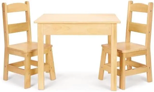 Main image of Melissa & Doug Solid Wood Kids Table and Chairs (2), Premium Quality Wooden Toddler Table and Chair Set for Kids Playroom Furniture & Montessori Classroom Furniture for Boys & Girls Ages 3+