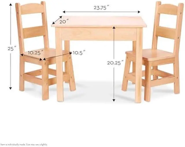 Alt view image 3 of 5 - Melissa & Doug Solid Wood Kids Table and Chairs (2), Premium Quality Wooden Toddler Table and Chair Set for Kids Playroom Furniture & Montessori Classroom Furniture for Boys & Girls Ages 3+