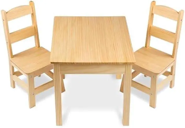 Alt view image 4 of 5 - Melissa & Doug Solid Wood Kids Table and Chairs (2), Premium Quality Wooden Toddler Table and Chair Set for Kids Playroom Furniture & Montessori Classroom Furniture for Boys & Girls Ages 3+