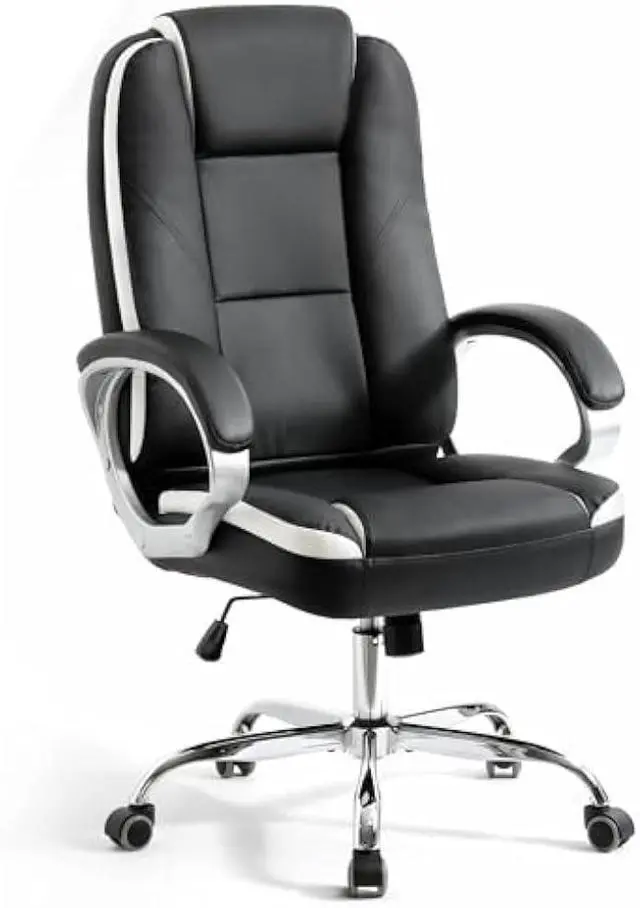 Alt view image 3 of 5 - NEO CHAIR Office Desk Ergonomic Gaming Chair High Back Adjustable Computer Chair with Wheels and Lumbar Support Comfy Leather Executive Swivel (Black)