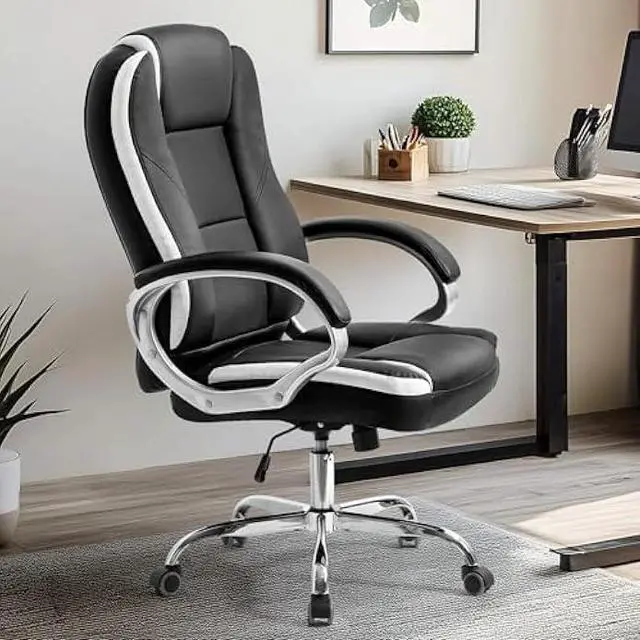 Main image of NEO CHAIR Office Desk Ergonomic Gaming Chair High Back Adjustable Computer Chair with Wheels and Lumbar Support Comfy Leather Executive Swivel (Black)