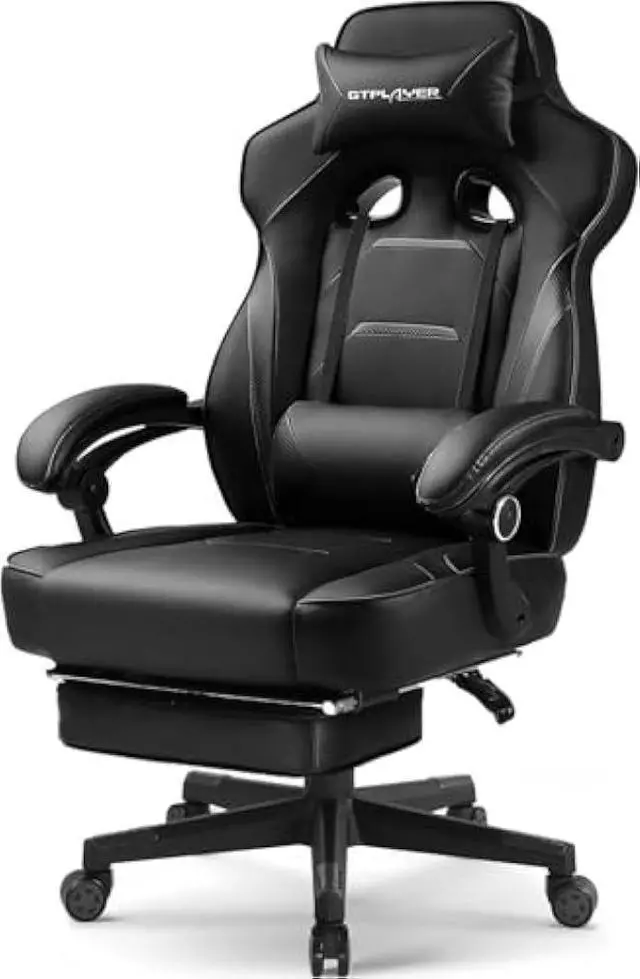 Main image of LUCKRACER Gaming Chair, Video Game Chairs Gaming Computer Chair with Footrest 350Lb Heavy Duty Gaming Chair Ergonomic Office Chair Lumbar Support for Adults, High Back, Swivel Seat, Recliner(Black)