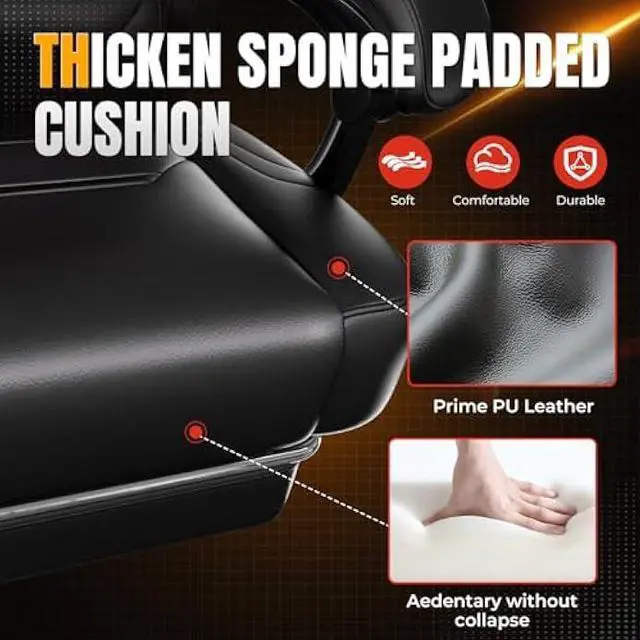 Alt view image 7 of 7 - LUCKRACER Gaming Chair, Video Game Chairs Gaming Computer Chair with Footrest 350Lb Heavy Duty Gaming Chair Ergonomic Office Chair Lumbar Support for Adults, High Back, Swivel Seat, Recliner(Black)