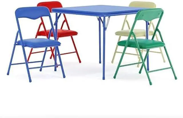 Alt view image 3 of 5 - Flash Furniture Mindy Kids 5-Piece set Folding Square Table and Chairs Set for Daycare and Classrooms, Children's Activity Table and Chairs Set, Multicolor