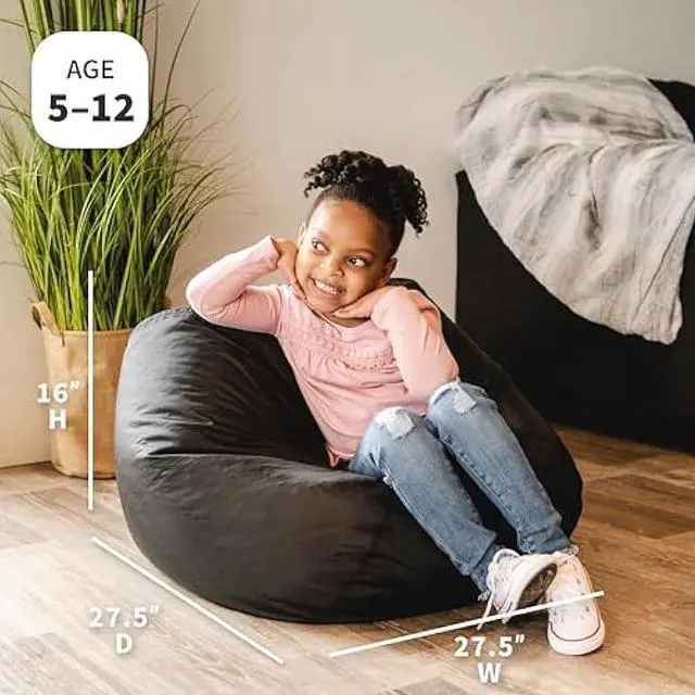 Alt view image 3 of 5 - Big Joe Classic Bean Bag Chair, Black Smartmax, Durable Polyester Nylon Blend, 2 feet Round