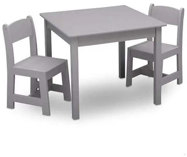 Main image of Delta Children MySize Kids Wood Table and Chair Set (2 Chairs Included) - Ideal for Arts & Crafts, Snack Time & More - Greenguard Gold Certified, Grey, 3 Piece Set