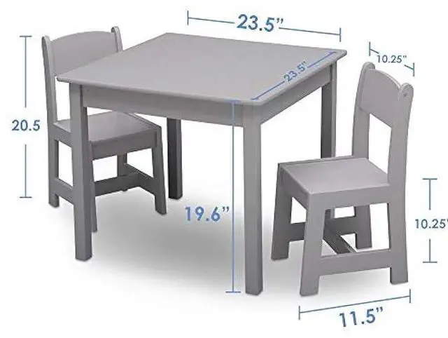 Alt view image 3 of 5 - Delta Children MySize Kids Wood Table and Chair Set (2 Chairs Included) - Ideal for Arts & Crafts, Snack Time & More - Greenguard Gold Certified, Grey, 3 Piece Set