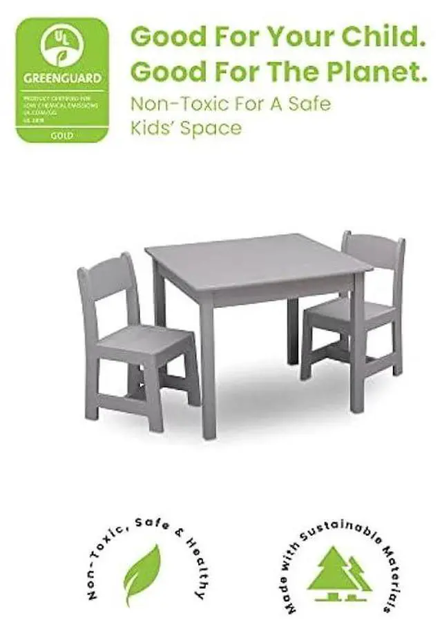 Alt view image 5 of 5 - Delta Children MySize Kids Wood Table and Chair Set (2 Chairs Included) - Ideal for Arts & Crafts, Snack Time & More - Greenguard Gold Certified, Grey, 3 Piece Set