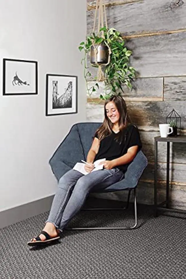 Alt view image 2 of 2 - Zenithen Limited Hexagon Folding Dish Corduroy Chair, Perfect for Dorm Rooms, Bed Rooms, Accent Chairs, Reading, Studying, Gaming, Journaling and Lounging, Gray (Pack of 1)