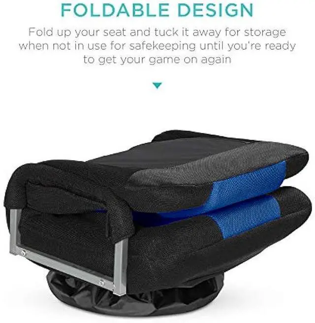 Alt view image 4 of 4 - Best Choice Products Swivel Gaming Chair 360 Degree Multipurpose Floor Chair Rocker for TV, Reading, Playing Video Games w/Lumbar Support, Armrest Handles, Adjustable Foldable Backrest - Black/Blue