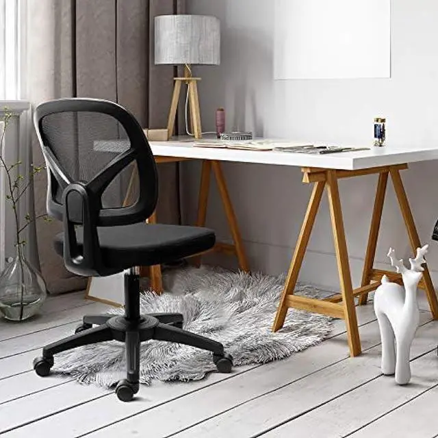 Alt view image 2 of 4 - KOLLIEE Armless Office Chair Mesh Ergonomic Small Desk Chair Armless Adjustable Swivel Black Computer Task Chair No Armrest Mid Back Home Office Chair for Small Spaces