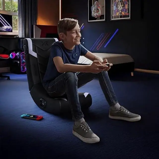 Alt view image 2 of 5 - X Rocker Video Gaming Floor Rocker Chair, Built-in Audio, Back to School, Foldable, for Gamers, Bedroom, or Game Room for Boys, Girls, Teens 5-17